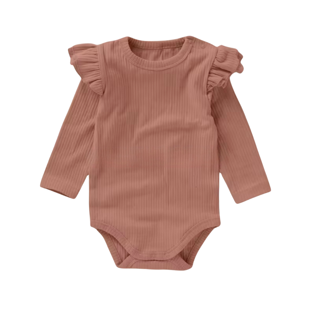 Ruffle Long Sleeve Bodysuit - Mauve