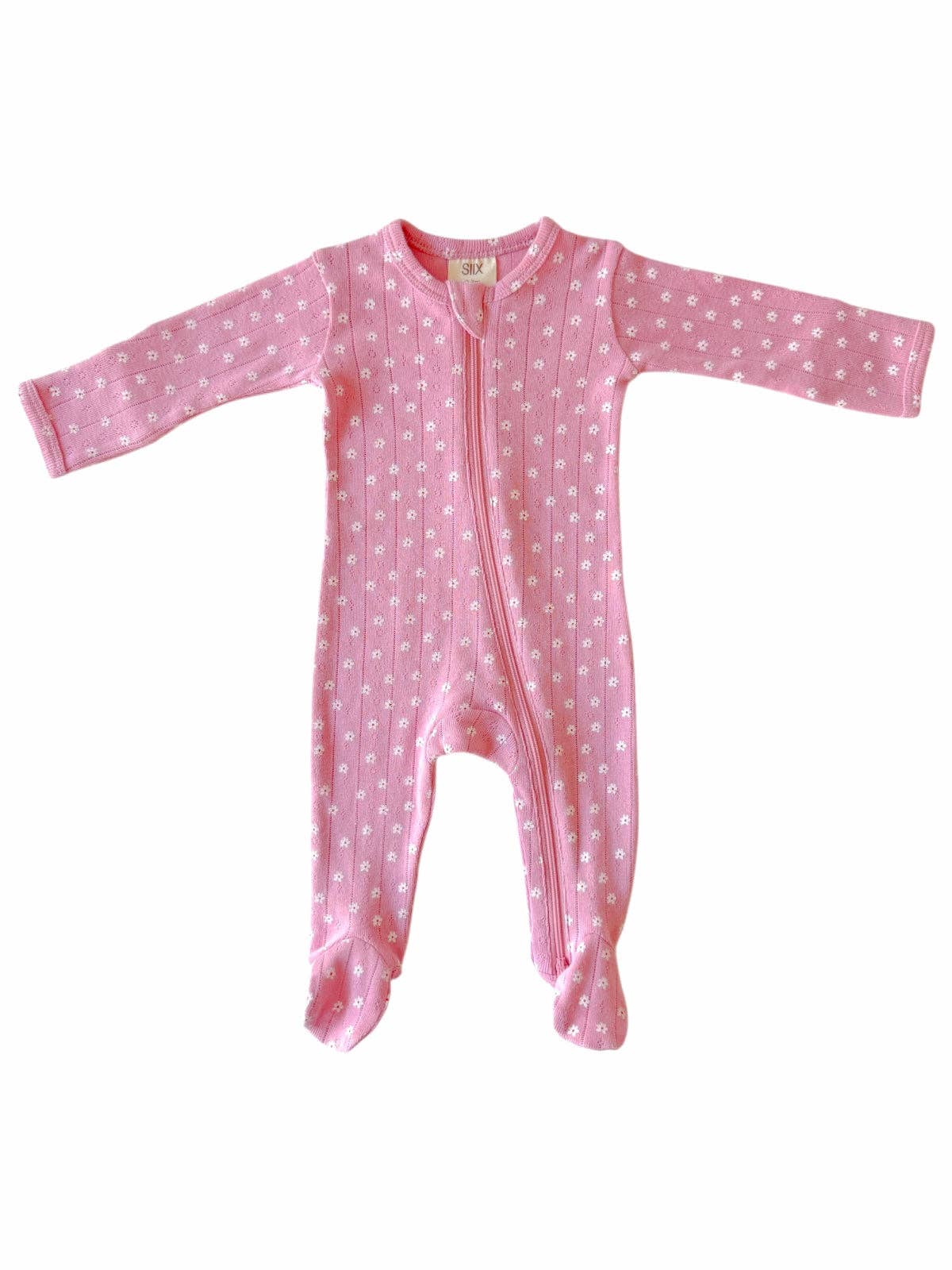 Pink Flower Zip Footie