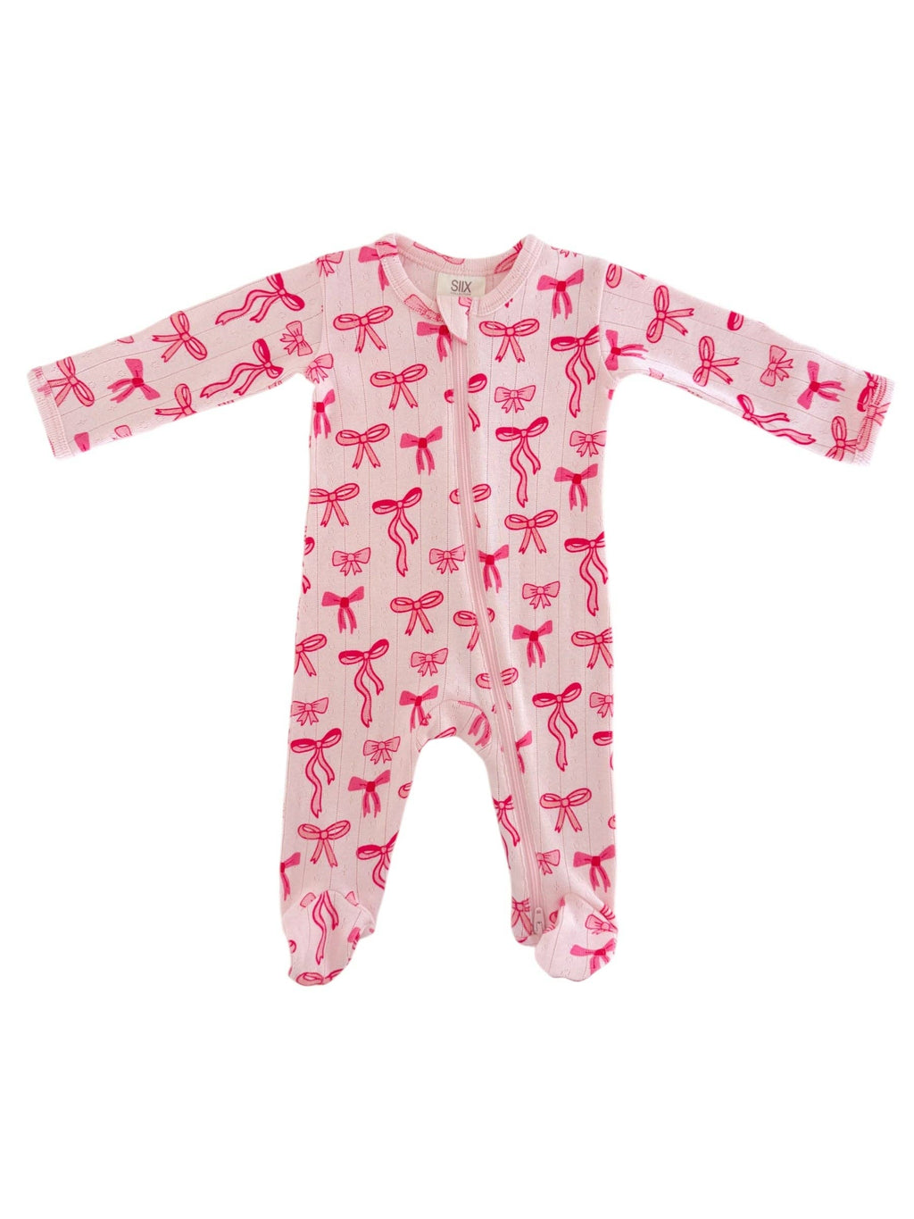 Pink Bows Zip Footie