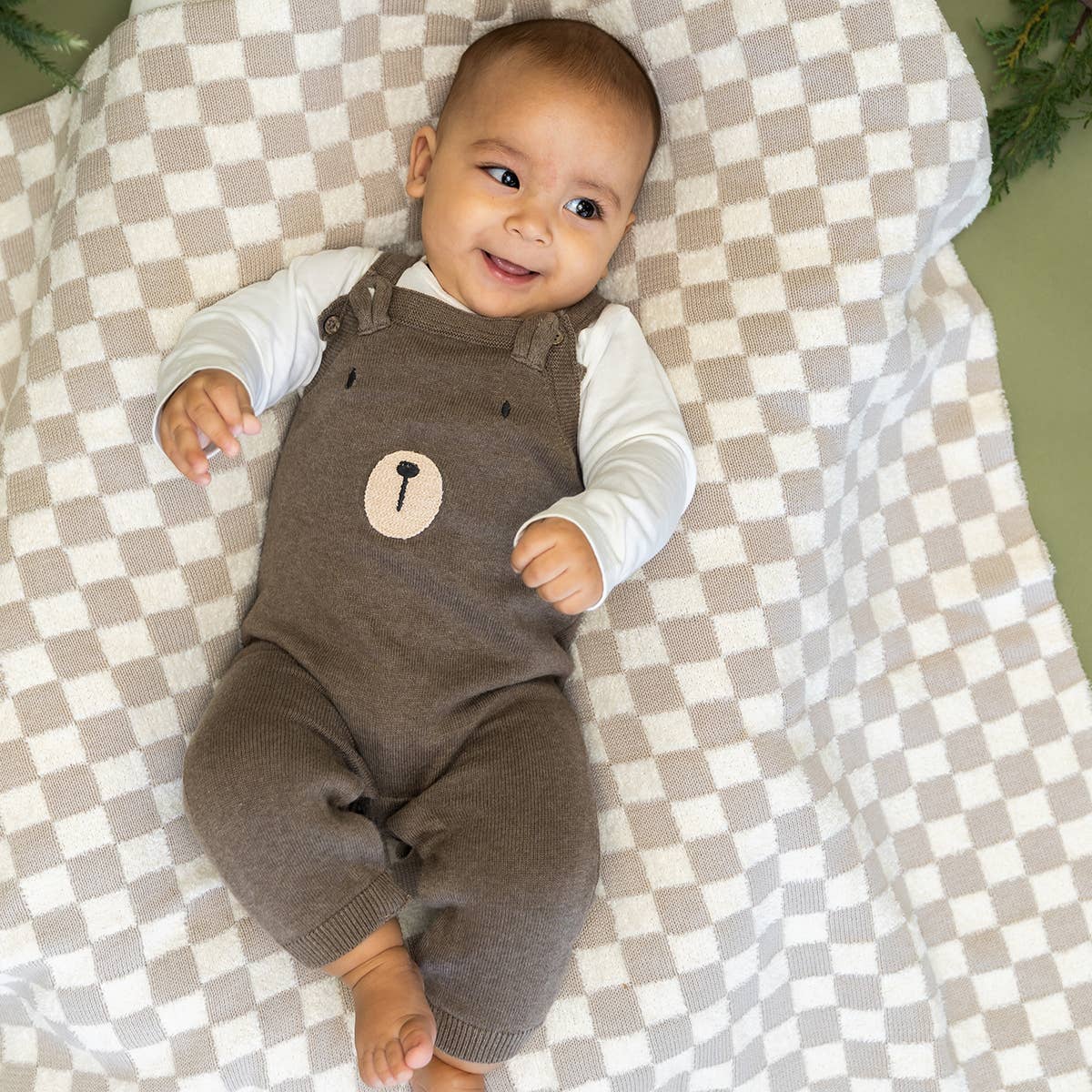Bear Sweater Knit Overall & Bodysuit Set