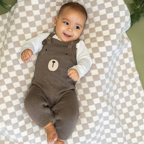 Bear Sweater Knit Overall & Bodysuit Set