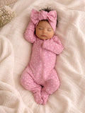 Pink Flower Zip Footie