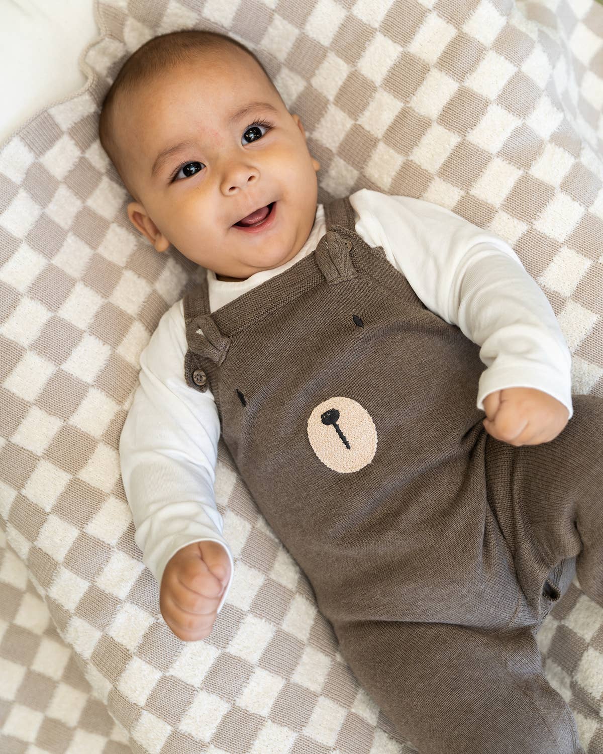 Bear Sweater Knit Overall & Bodysuit Set
