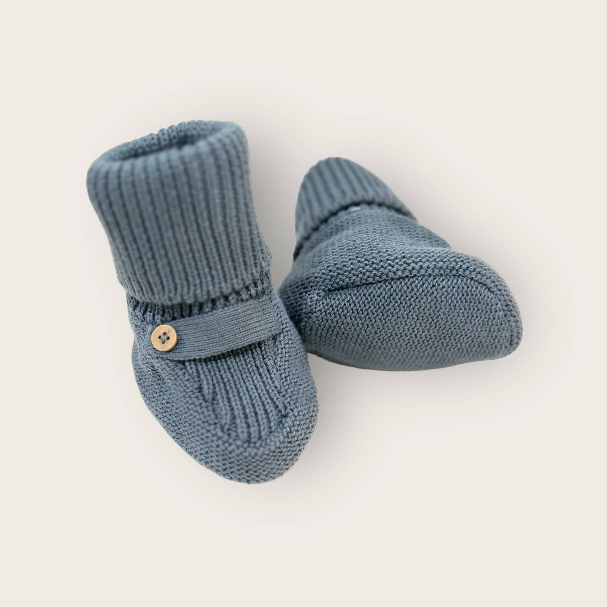 Classic Sweater Knit Baby Booties - Blue
