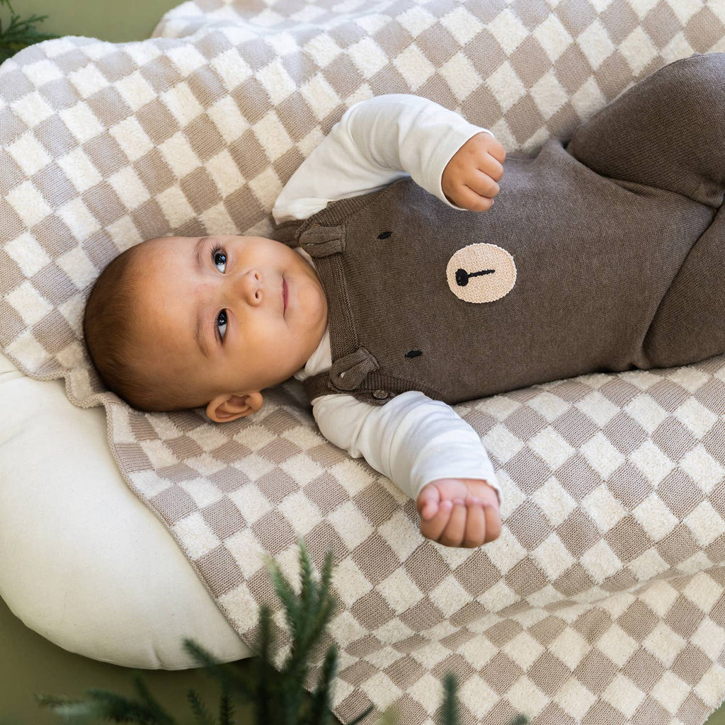 Bear Sweater Knit Overall & Bodysuit Set