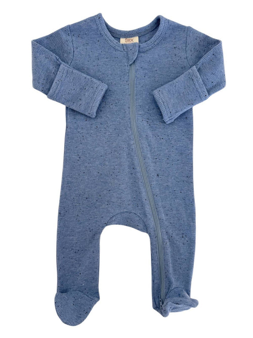 Blue Speckle Zip Footie