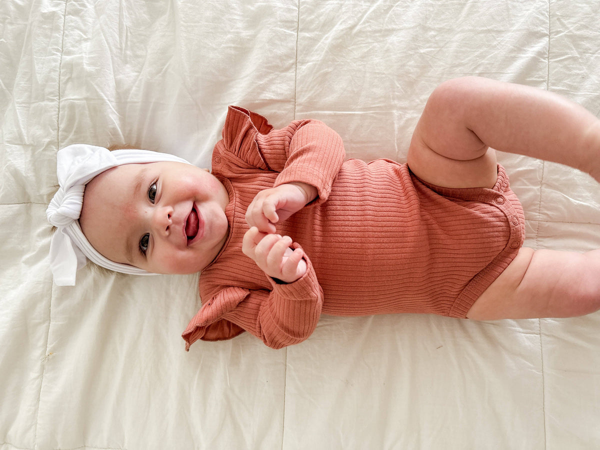 Ruffle Long Sleeve Bodysuit - Mauve