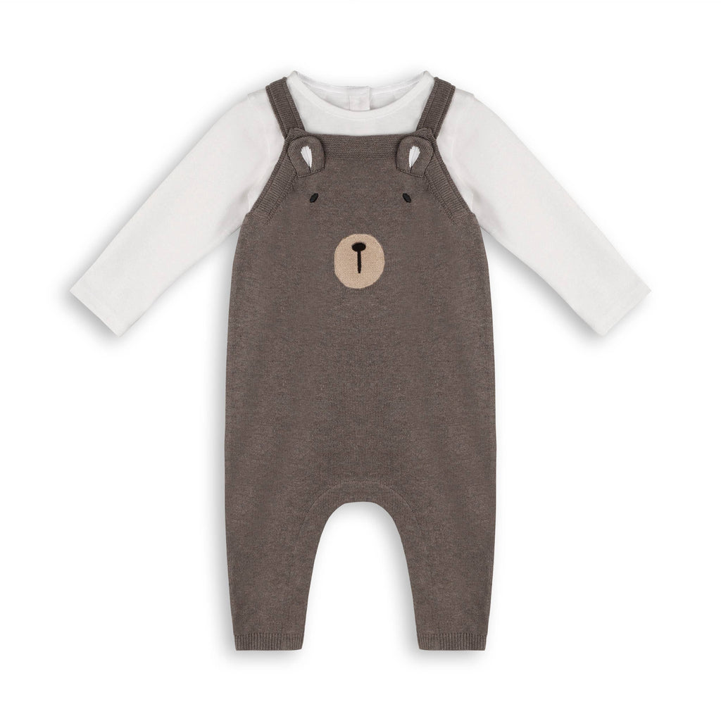 Bear Sweater Knit Overall & Bodysuit Set