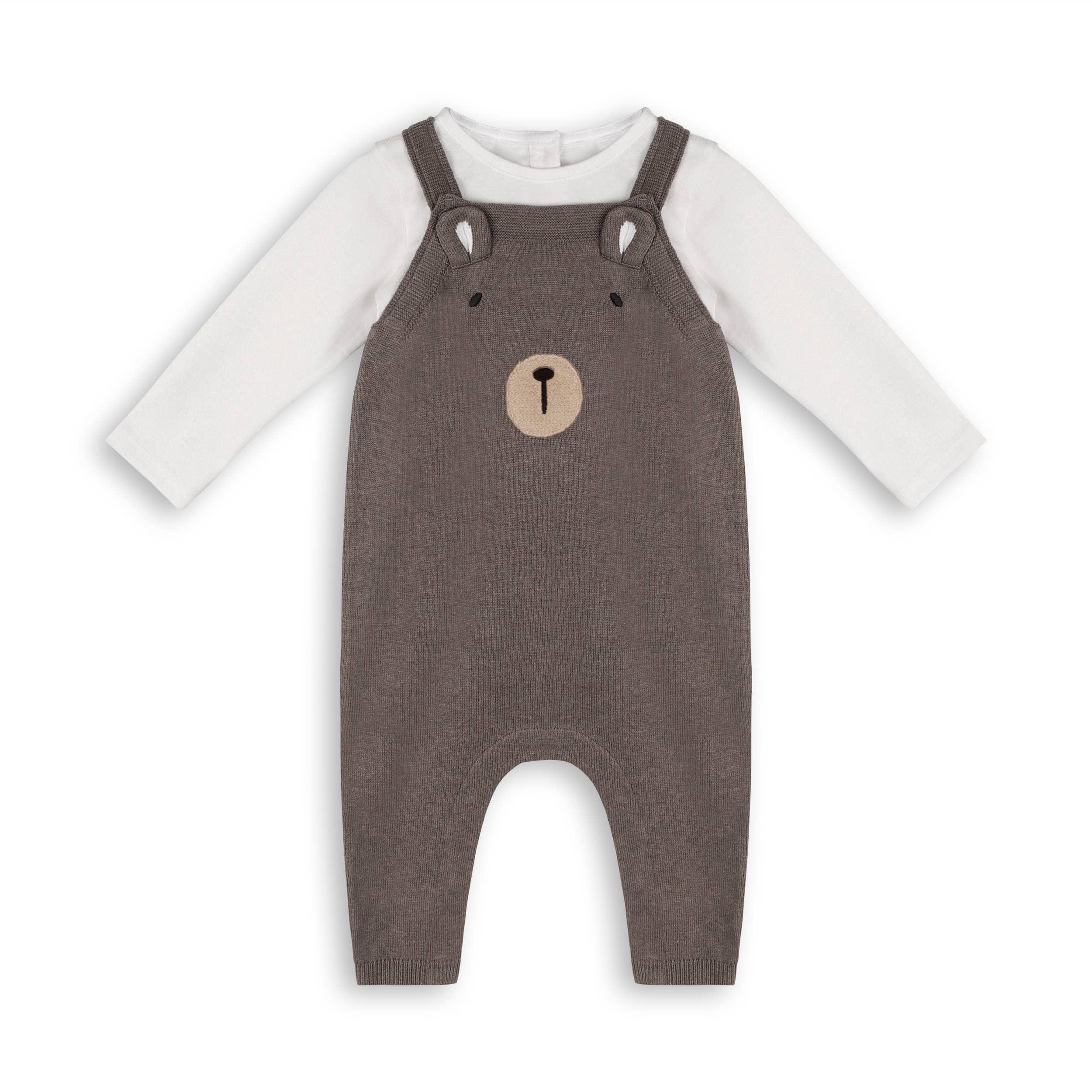 Bear Sweater Knit Overall & Bodysuit Set