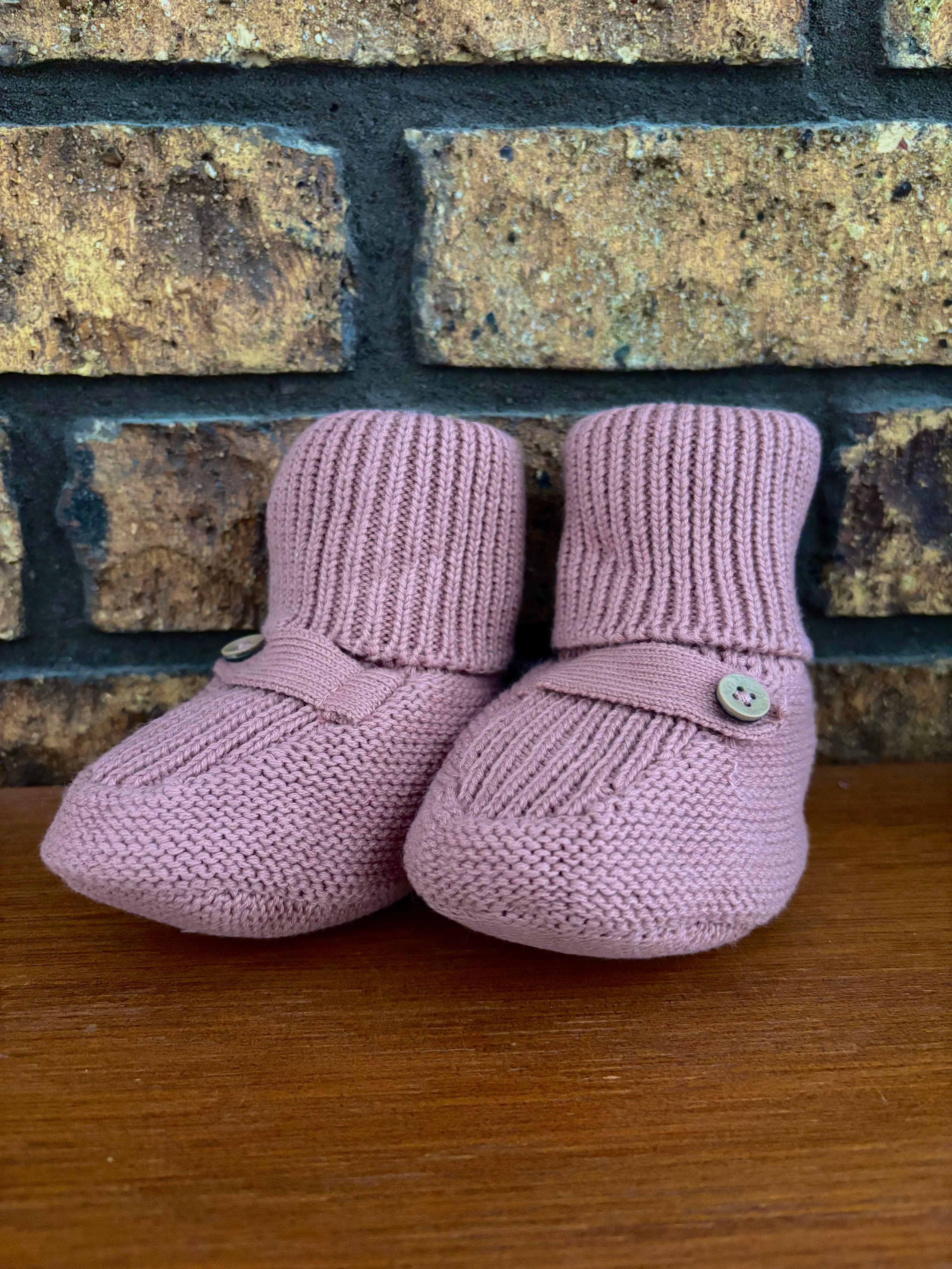 Classic Sweater Knit Baby Booties - Pink