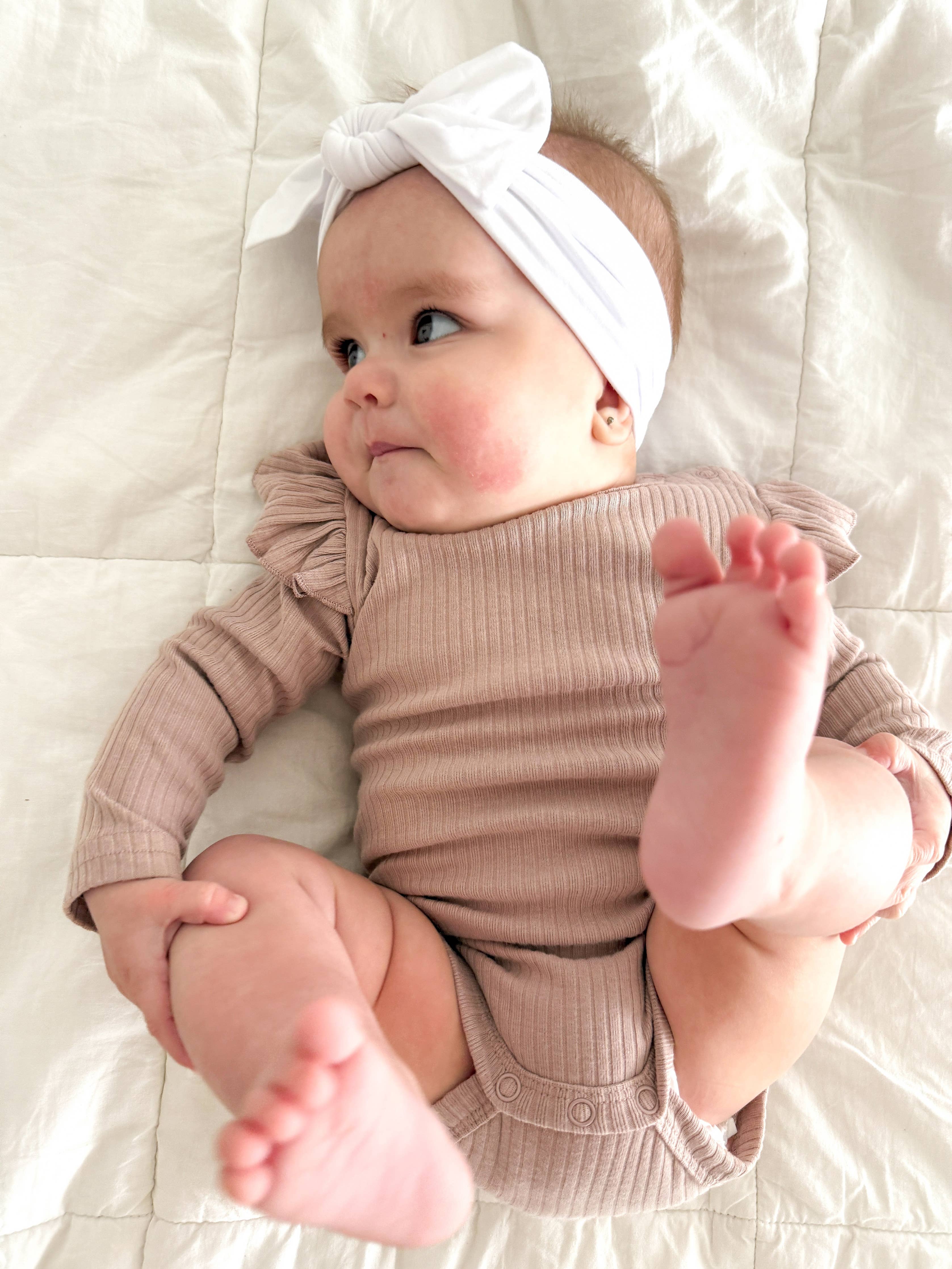 Ruffle Long Sleeve Bodysuit - Pebble