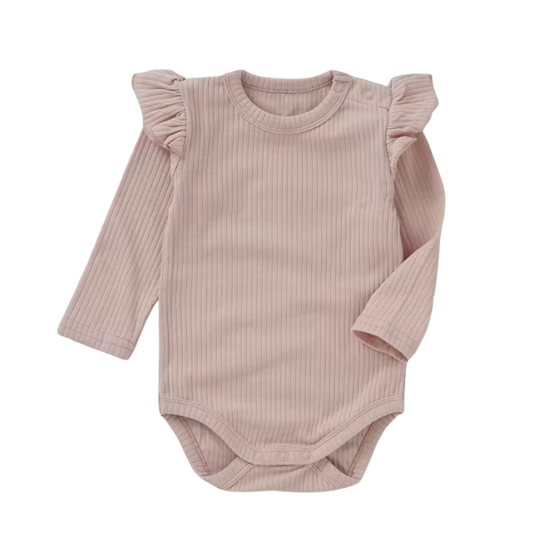 Ruffle Long Sleeve Bodysuit - Pebble